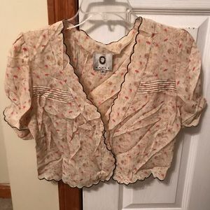 Mayle cropped silk floral shrug sz 8 rare